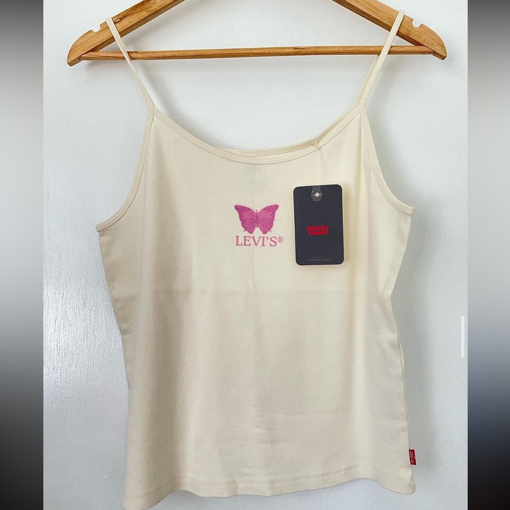 Levi's white butterfly tank top
